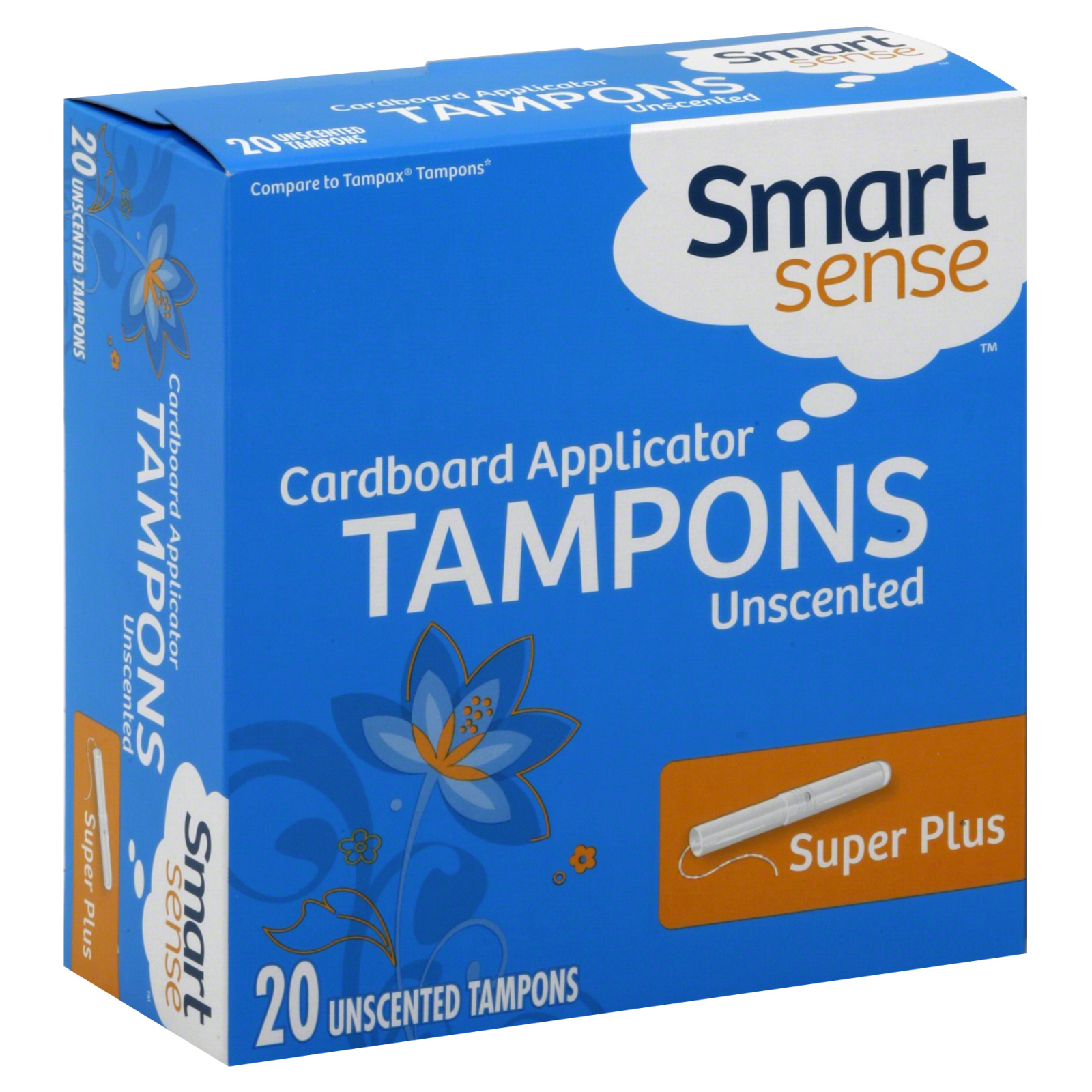 Smart Sense Tampons, Cardboard Applicator, Super Plus, Unscented, 20 tampons at mygofer.com