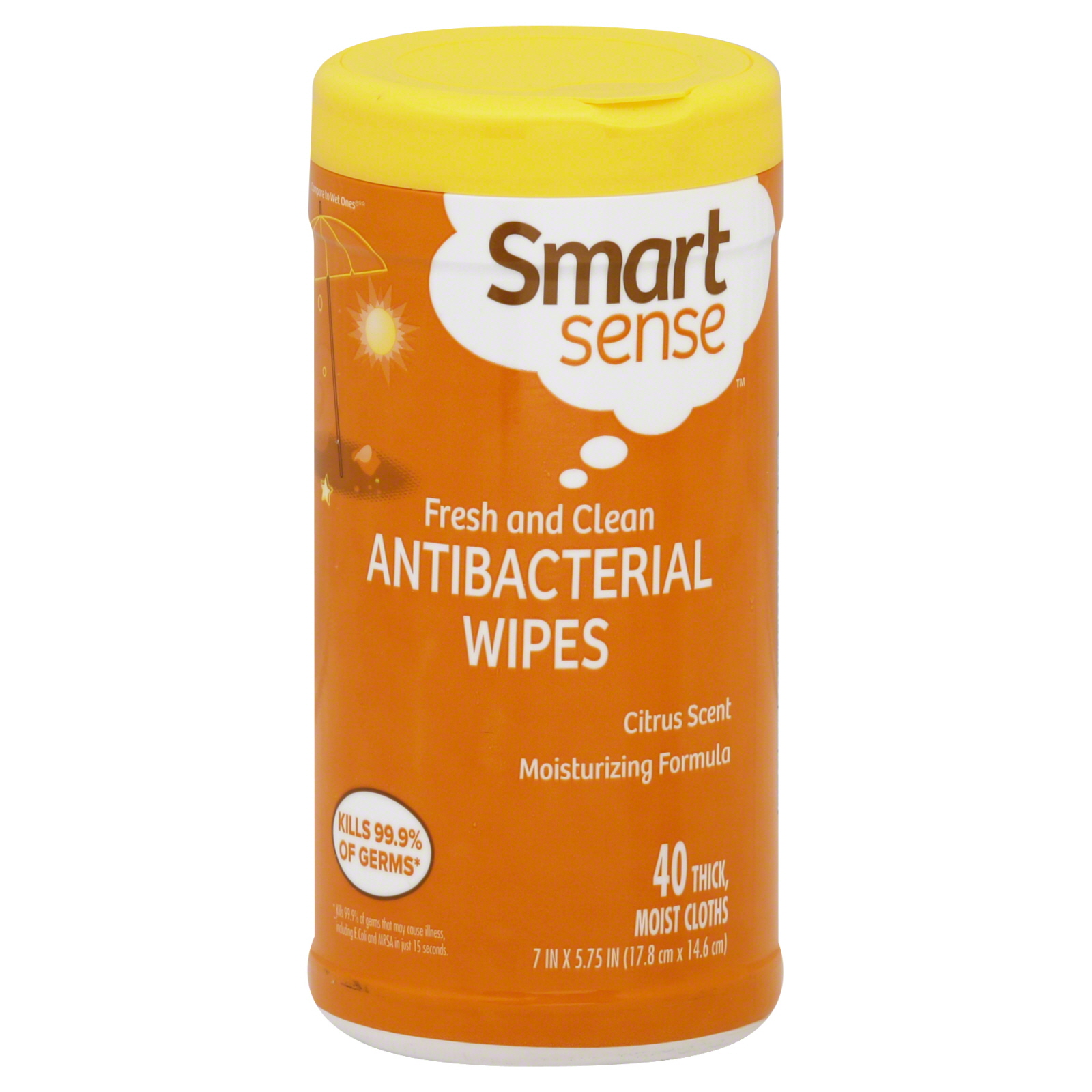 Smart Sense Antibacterial Wipes, Fresh and Clean, Citrus Scent 40