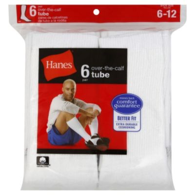 Hanes Herren Socken 6er-Pack - Over-the-Calf Tube Socken Baumwolle