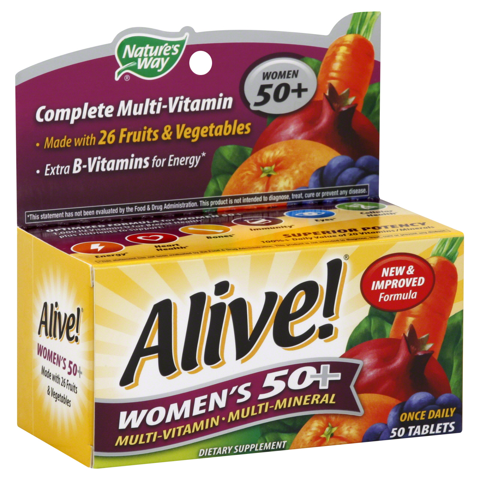 Alive! Multivitamin/Multimineral, Women's 50+, Once Daily Tablets, 50 tablets at Kmart.com