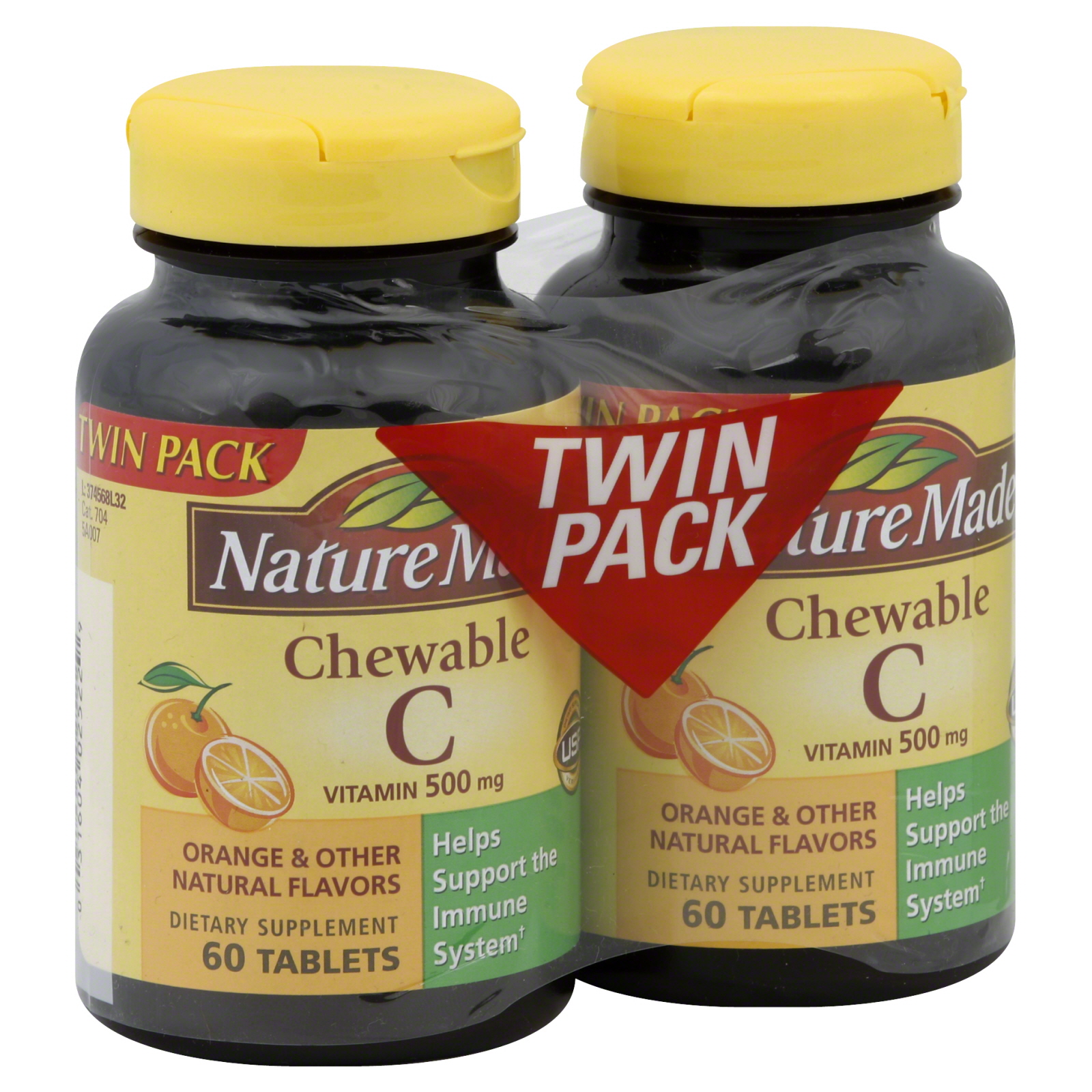 Nature Made Vitamin C, 500 mg, Chewable Tablets, Orange & Other Natural