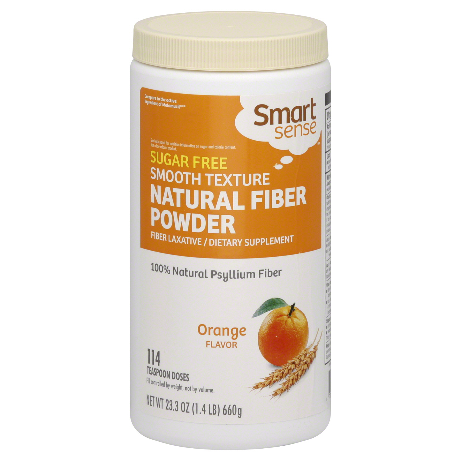 Smart Sense Fiber Laxative, Natural Fiber Powder, Orange, 114 doses (48
