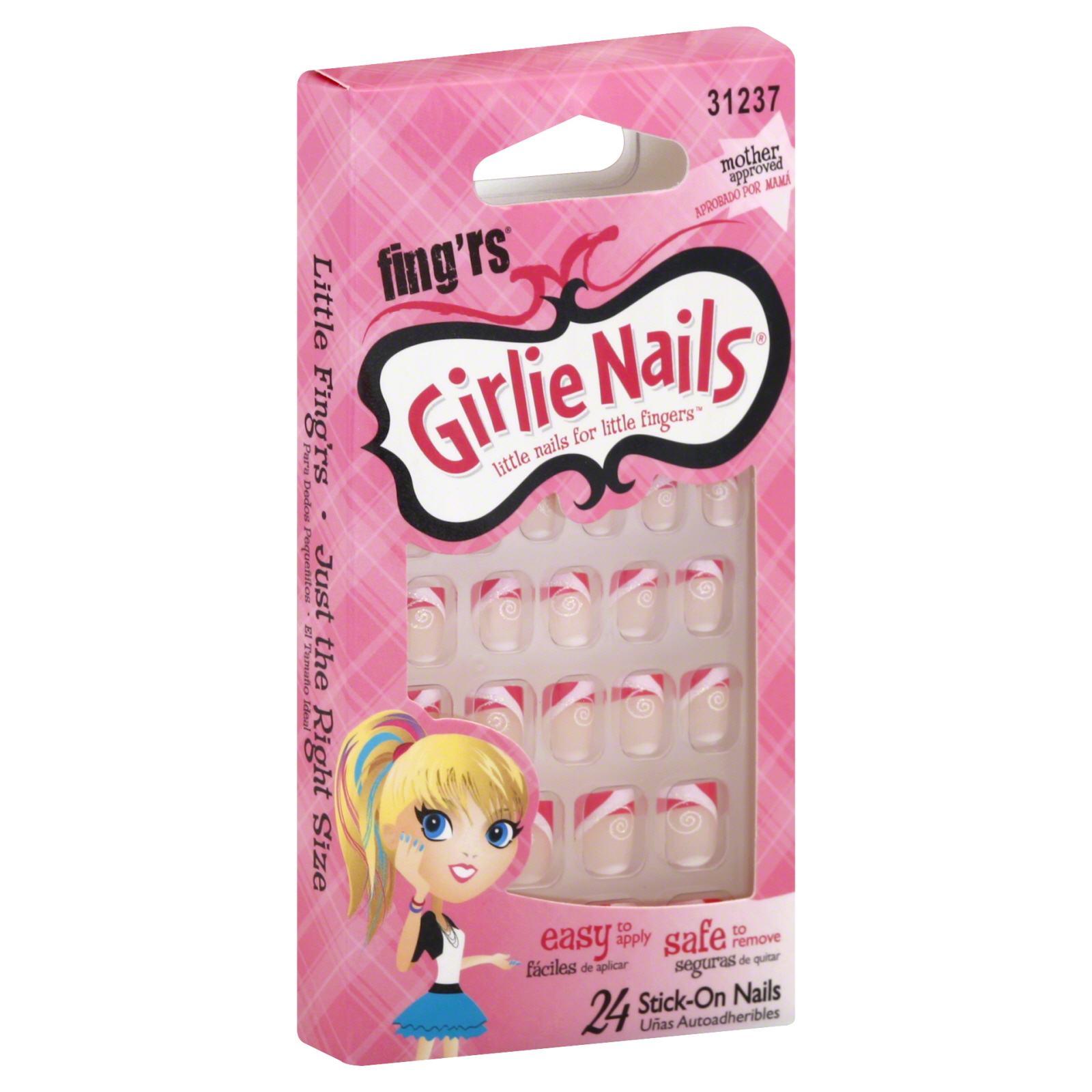 Girlie Nails Stick-On Nails, 24 nails