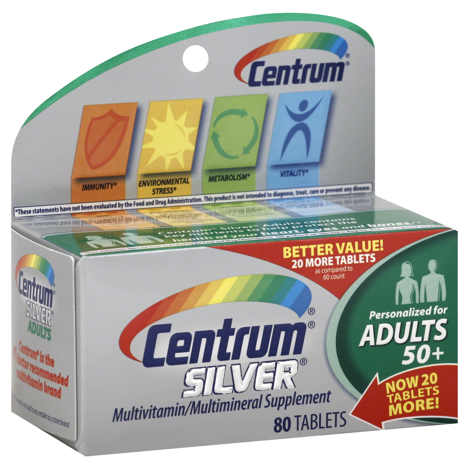 Centrum Silver Multivitamin/Multimineral, Tablets, Better Value, 80 tablets at Kmart.com