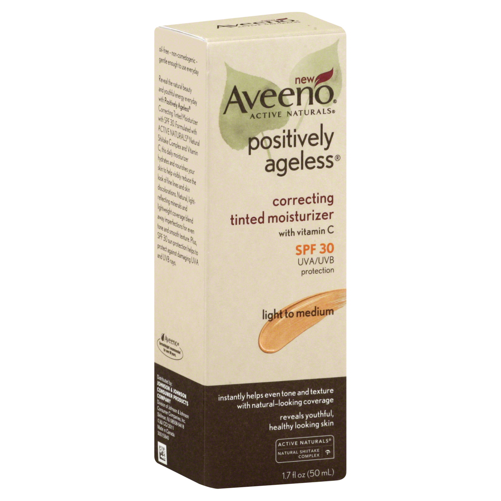 Aveeno Active Naturals Positively Ageless Tinted Moisturizer, Correcting, Light to Medium, 1.7 fl oz (50 ml) at mygofer.com