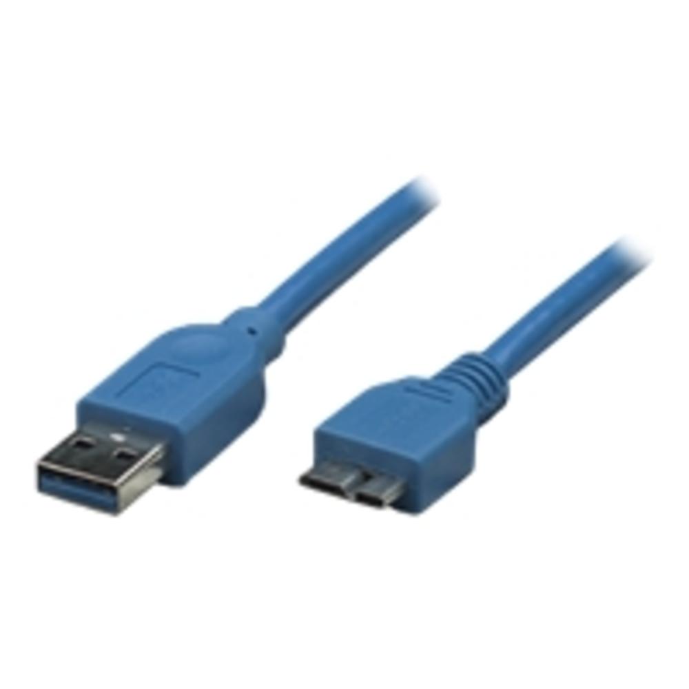 Manhattan SuperSpeed USB A Male/Micro B Male Cable  2m  Blue - USB3.0 for ultra-fast data transfer rates with zero data degrada