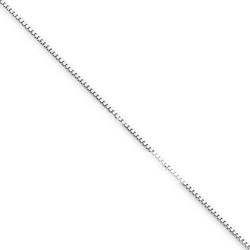 Fusion Gold Chains 14k White Gold 0.7mm Polished Box Chain Necklace 16 inches