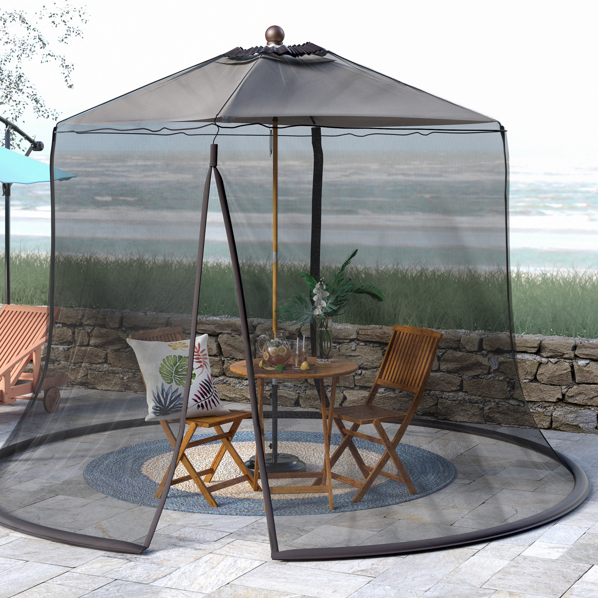 Ft Patio Umbrella Mosquito Netting Bay Isle Home Tortuga Mosquito Net With Repellant Color Black