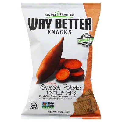 WAY BETTER SNACKS, WHOLE GRAIN CORN TORTILLA CHIPS, SWEET POTATO