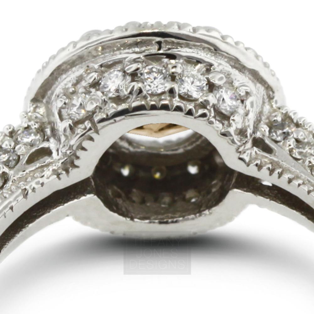 3.22 Carat Total Brown-SI2 Very Good AGI Cert Round Natural Diamond 14K White Gold Split Shank Engagement Ring