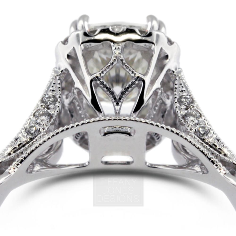 1.76 Carat Total E-SI1 Excellent AGI Cert Cushion Natural Diamond 18K White Gold Split Twist Shank Engagement Ring