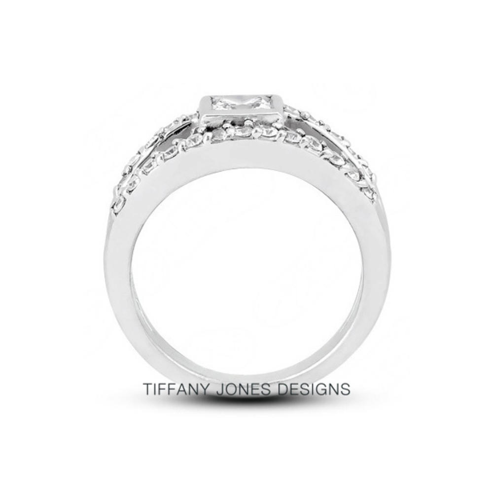 1.76 Carat Total G-SI2 Ideal AGI Cert Princess Natural Diamond Platinum 950  Split Shank Engagement Ring