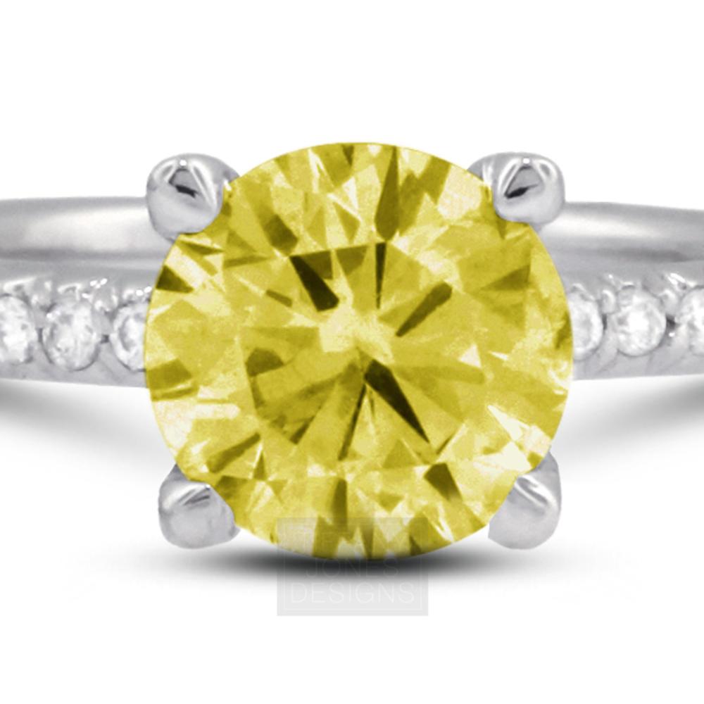 1.11ct tw Yellow-SI3 Exc-Cut Round Natural Diamonds AGI Cert.  14k Pave Set Classic Style Accent Ring 4.85grams
