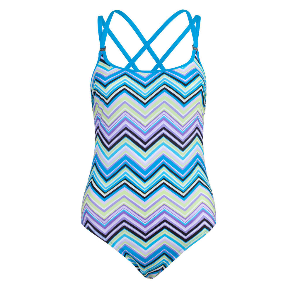 Rosch 1165676-10100 Women's Blue and Purple Zig Zag Print Swimsuit Swimming Costume