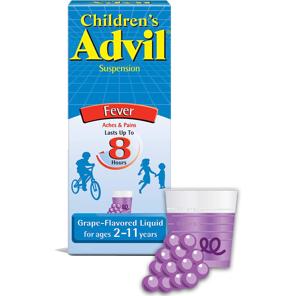 Advil Children's Fever Reducer/Pain Reliever Liquid Grape Flavored - 4 oz, Pack of 5