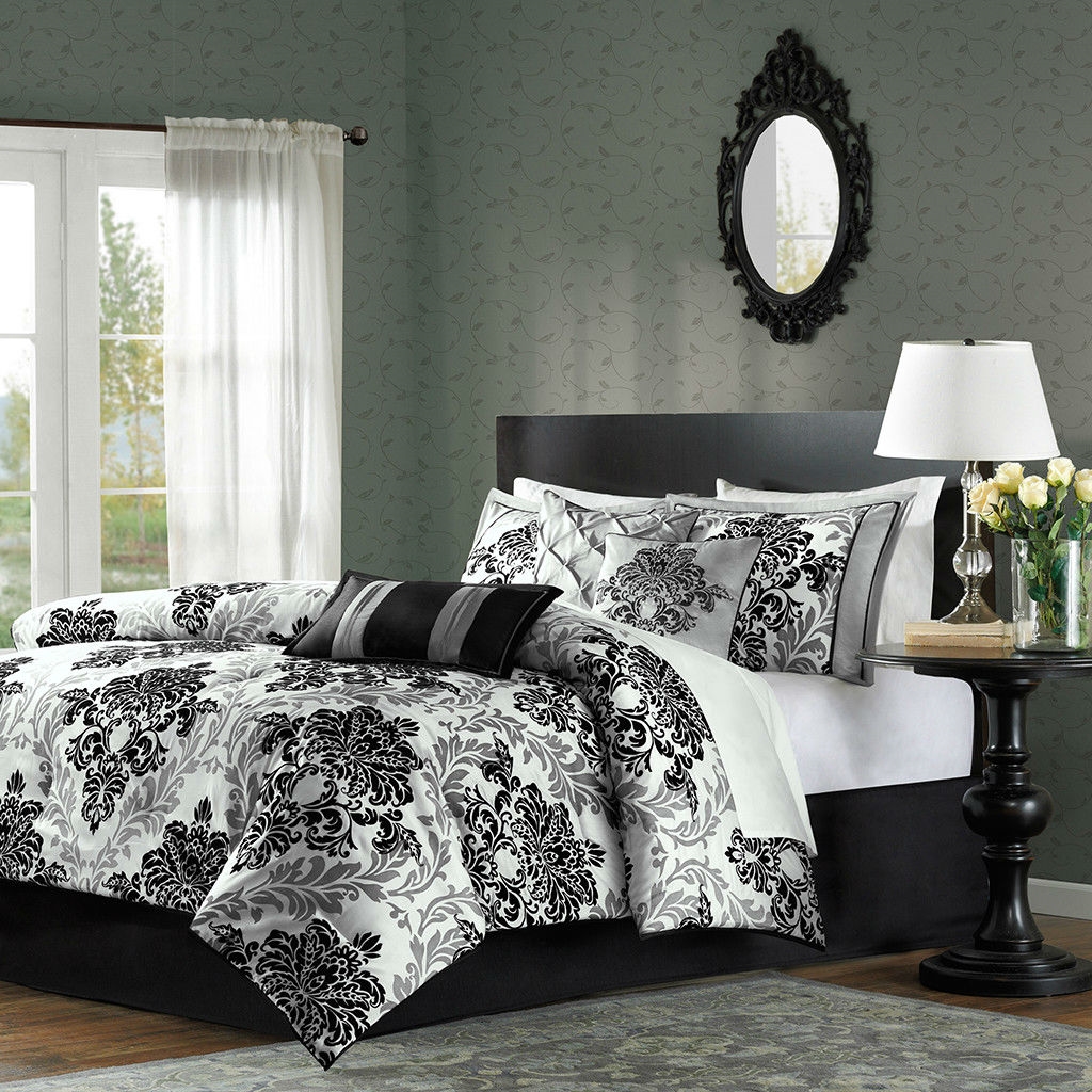 Hotel Collection Piece King Comforter Set - Axondirect California King Size Piece Comforter Set With Black Greydamask Pattern hotel collection piece king comforter set - axondirect california king size piece comforter set with black greydamask pattern