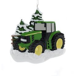 Kurt S Adler John Deere Green Farm Tractor In The Snow Christmas Ornament JR2153 Decoration