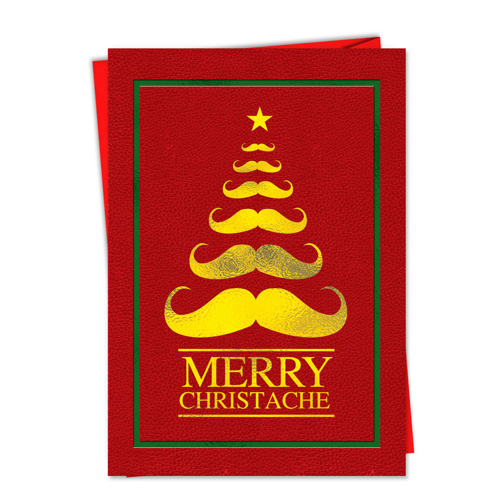 NobleWorks B1042 Box Set Of 12 Merry Christache Tree Christmas Funny Cards