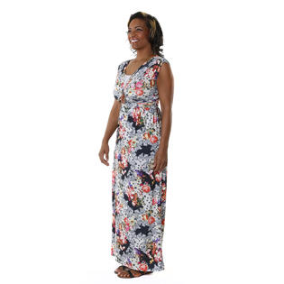 Hadari Hadari Women's Plus Casual V-Neck Floral Maxi Dress 3