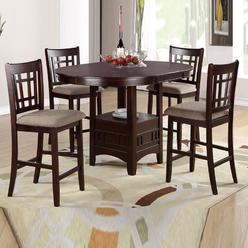 Frolax 5 Pcs Rosy Brown Leaf Round Table Cushion Seat Chair Counter Height Dining Set Sets Kitchen Sears dining table and chair set. Frolax 5 Pcs Rosy Brown Leaf Round Table Cushion Seat Chair Counter Height Dining Set Sets Kitchen Sears