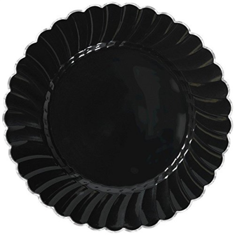 Amscan Classic Scalloped Plastic Party Plate with Metal Trim 10 ... Amscan Classic Scalloped Plastic Party Plate with Metal Trim 10 ...