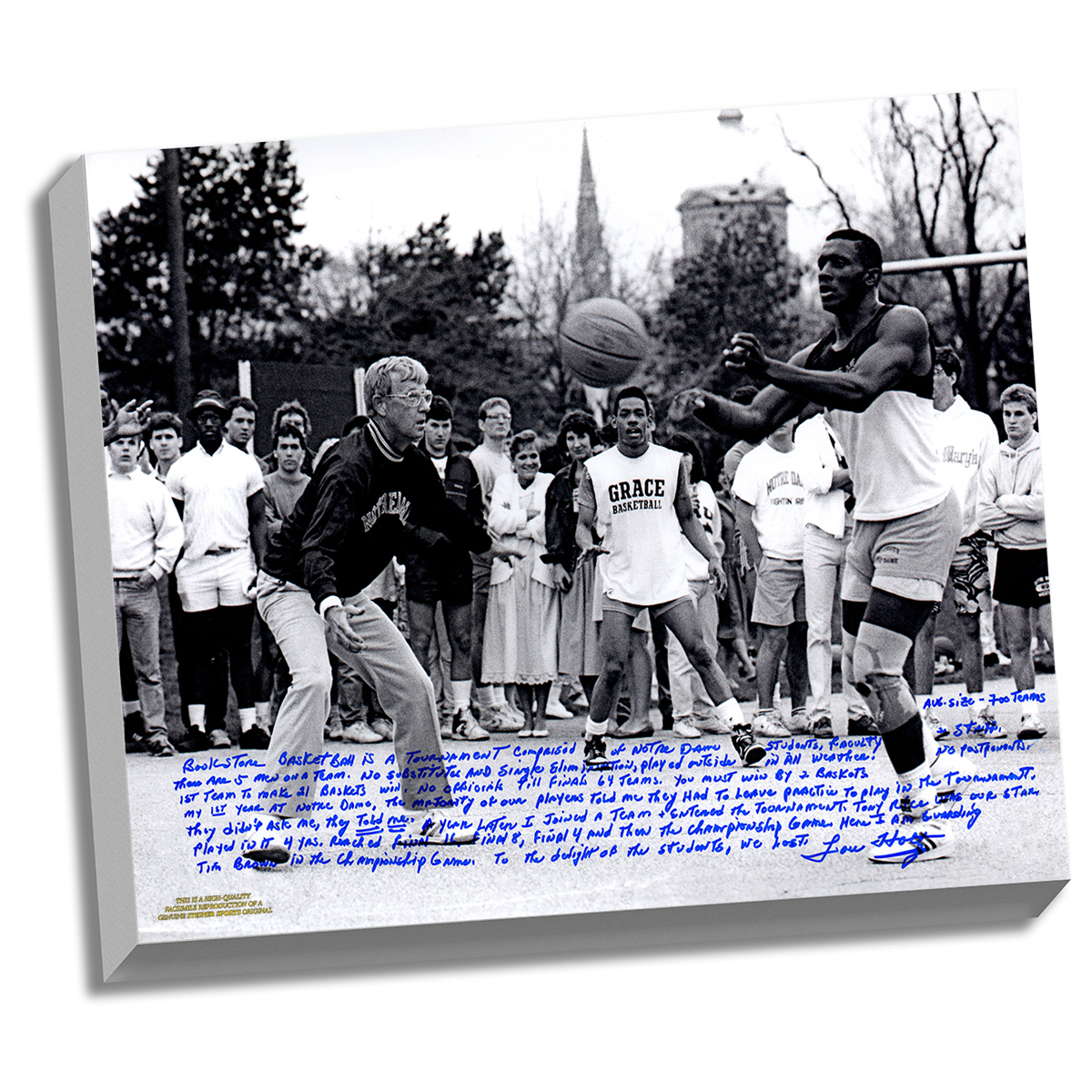 Steiner Sports - HOLTCAA022000 - Lou Holtz Facsimile Basketball Vs. Tim Brown Stretched 22x26 Story Canvas