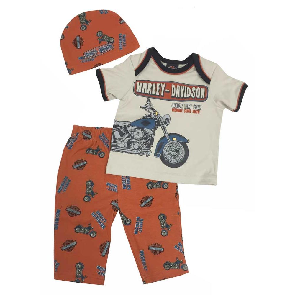 Harley-Davidson Baby Boys' Retro Motorcycle 3 Piece Set w/ Gift Bag 2551557