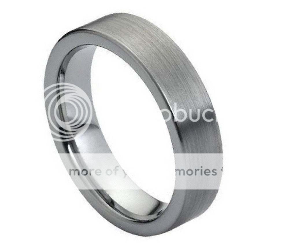 Tungsten Jeweler 6mm - Man or Ladies - Tungsten Carbide Flat with matte Brushed finish Wedding Band Ring