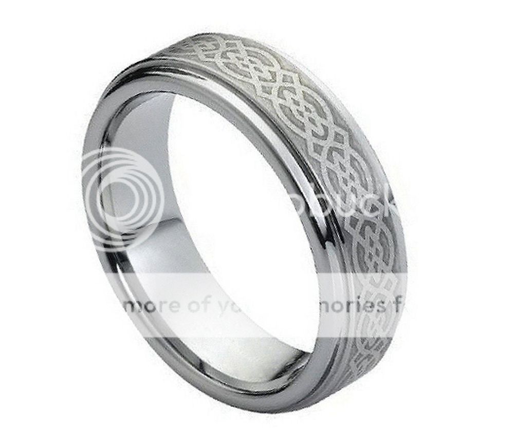 Tungsten Jeweler 6mm - Man or Ladies - Tungsten Carbide Stepped Edge Brushed Center & Celtic Pattern Wedding Band Ring            