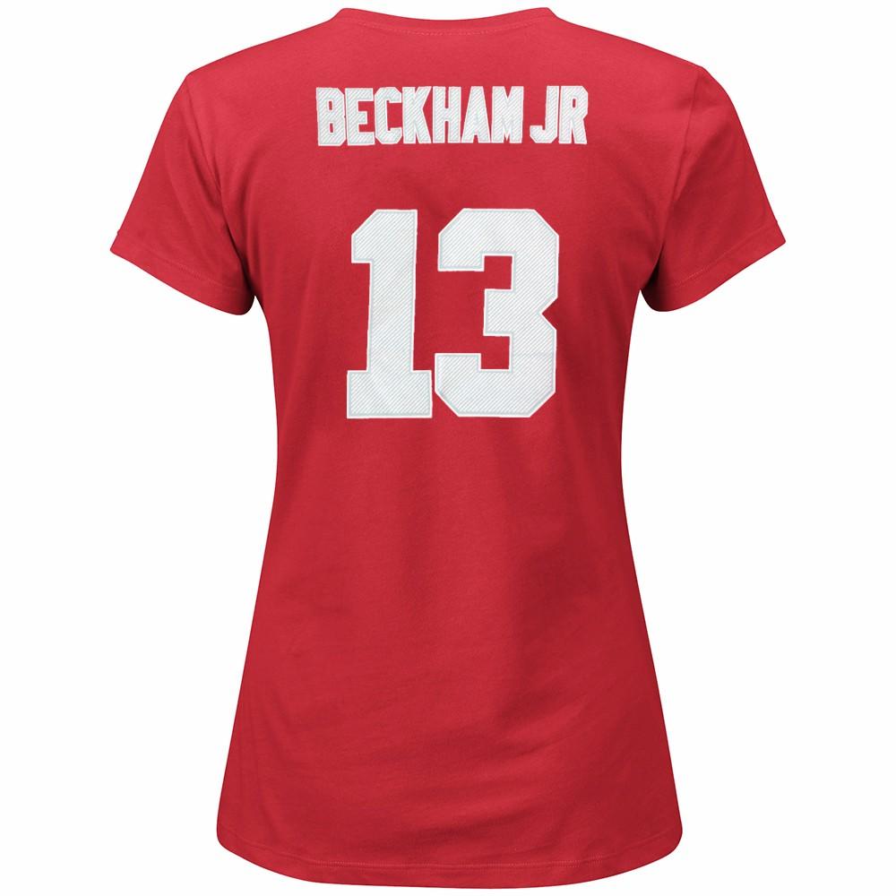 Odell Beckham Jr New York Giants NFL Women's Red "Fair Catch" T-Shirt