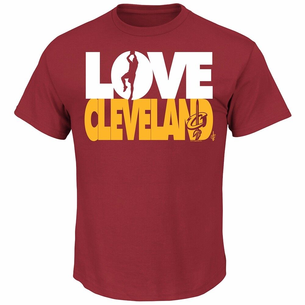 Majestic Kevin Love Cleveland Cavaliers NBA Men's Red Jersey Graphic T-Shirt