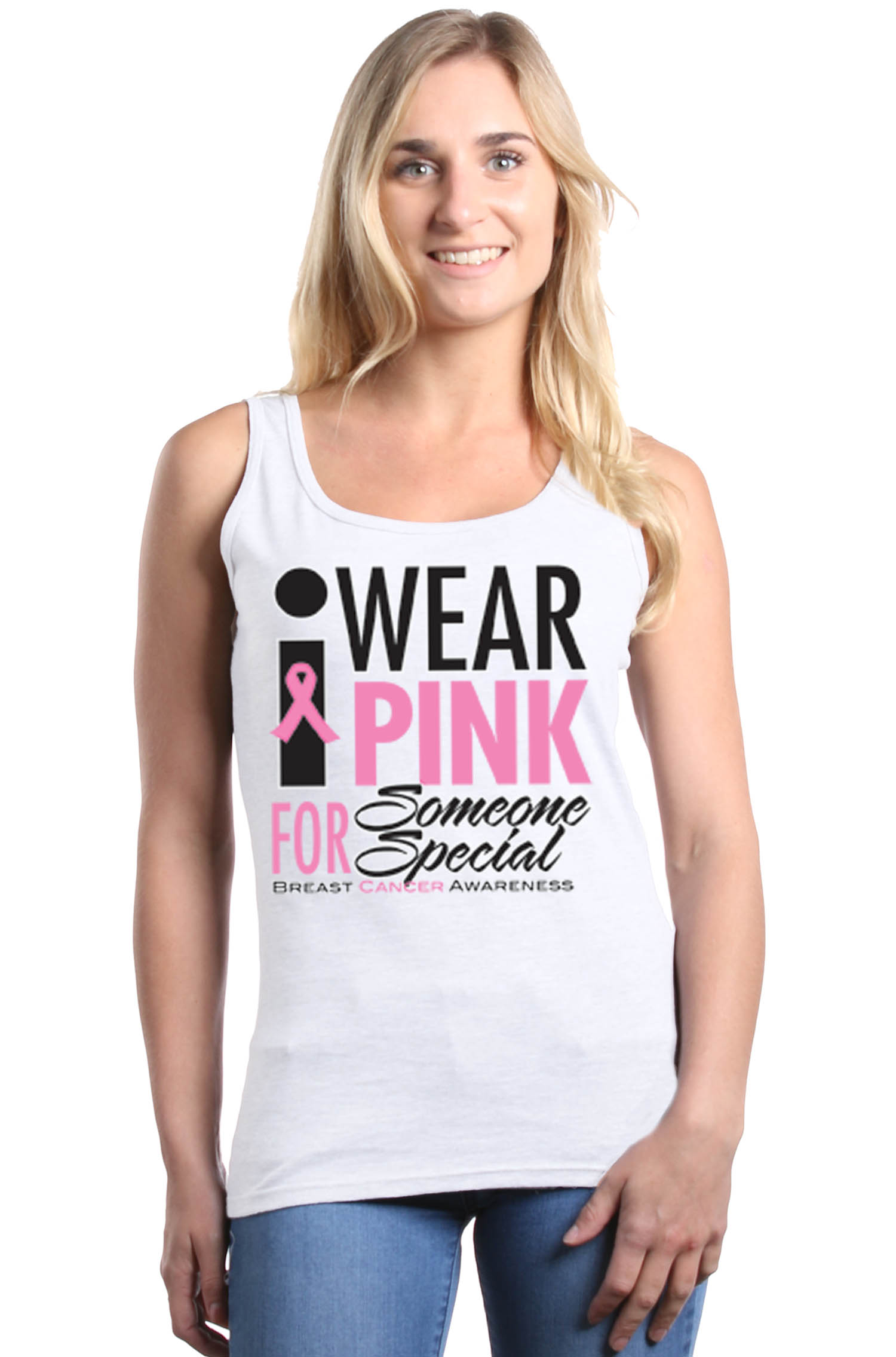 Shop4Ever Women's I Wear Pink for Someone Special Breast Cancer Graphic Tank Top