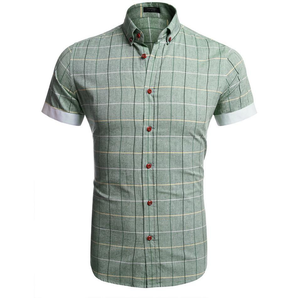 COOFANDY Mens Casual Short Sleeve Single-breasted Button Down Plaid Shirts