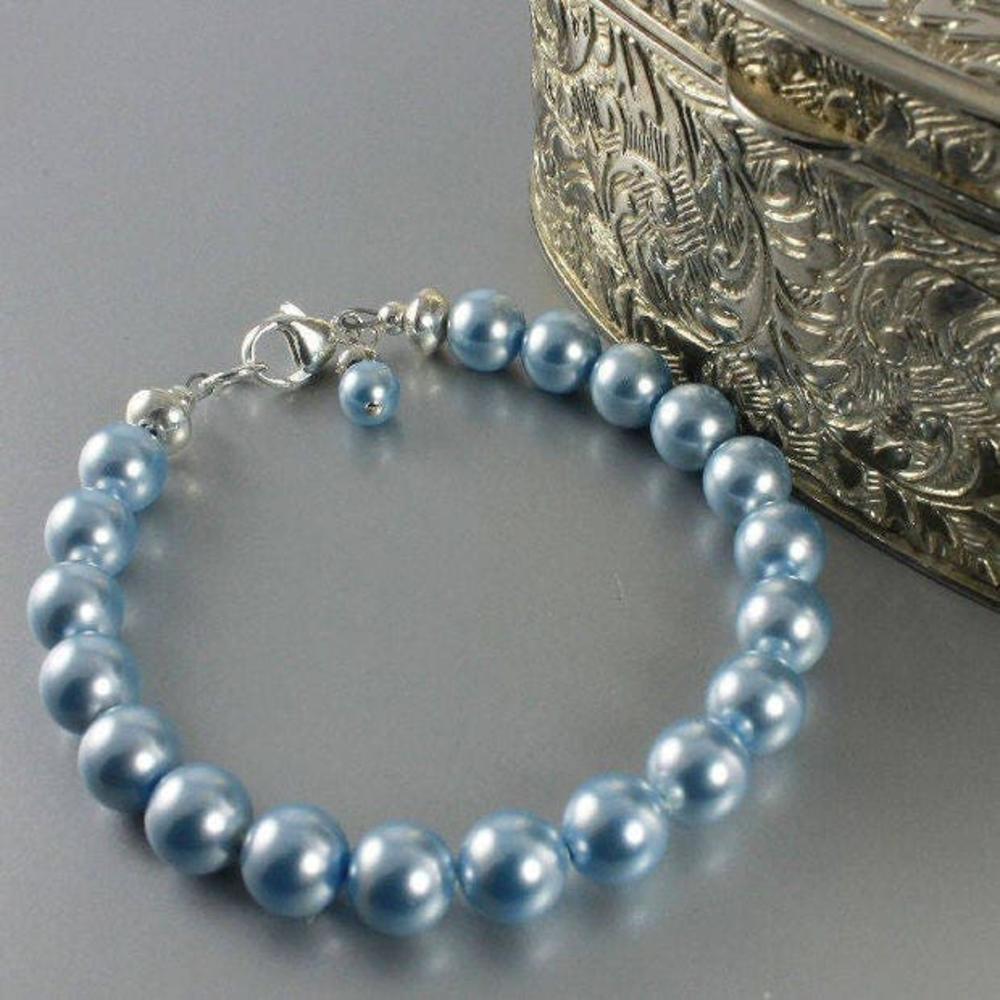 Jewelry By Tali Light Blue Pearl Bracelet, Blue Bracelet, Blue Beaded Bracelet, Pearl Jewelry, Pearl Bracelet