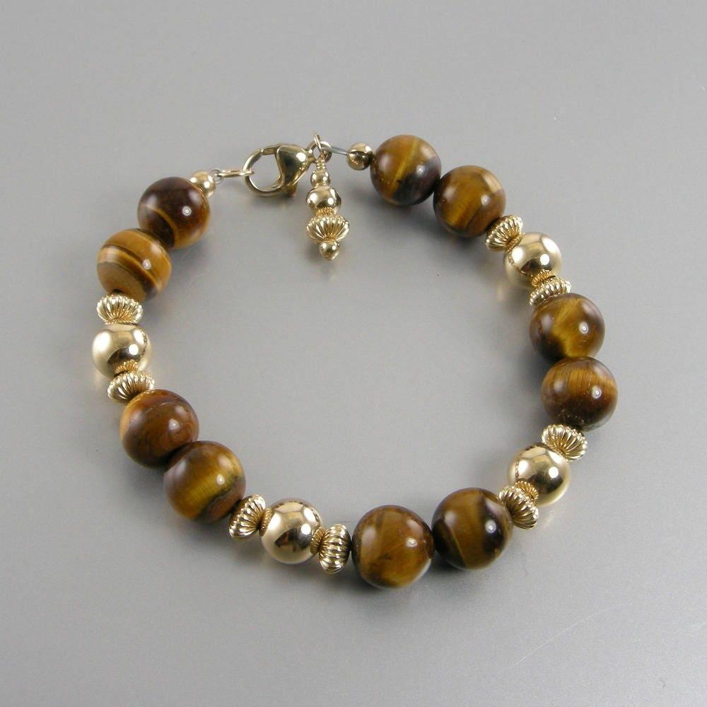 Jewelry By Tali Golden Brown Cats Eye Gold Bead Bracelet, Brown Beaded Bracelet, Cat Eye Jewelry, Gold Bracelet, Brown Gold Bracelet