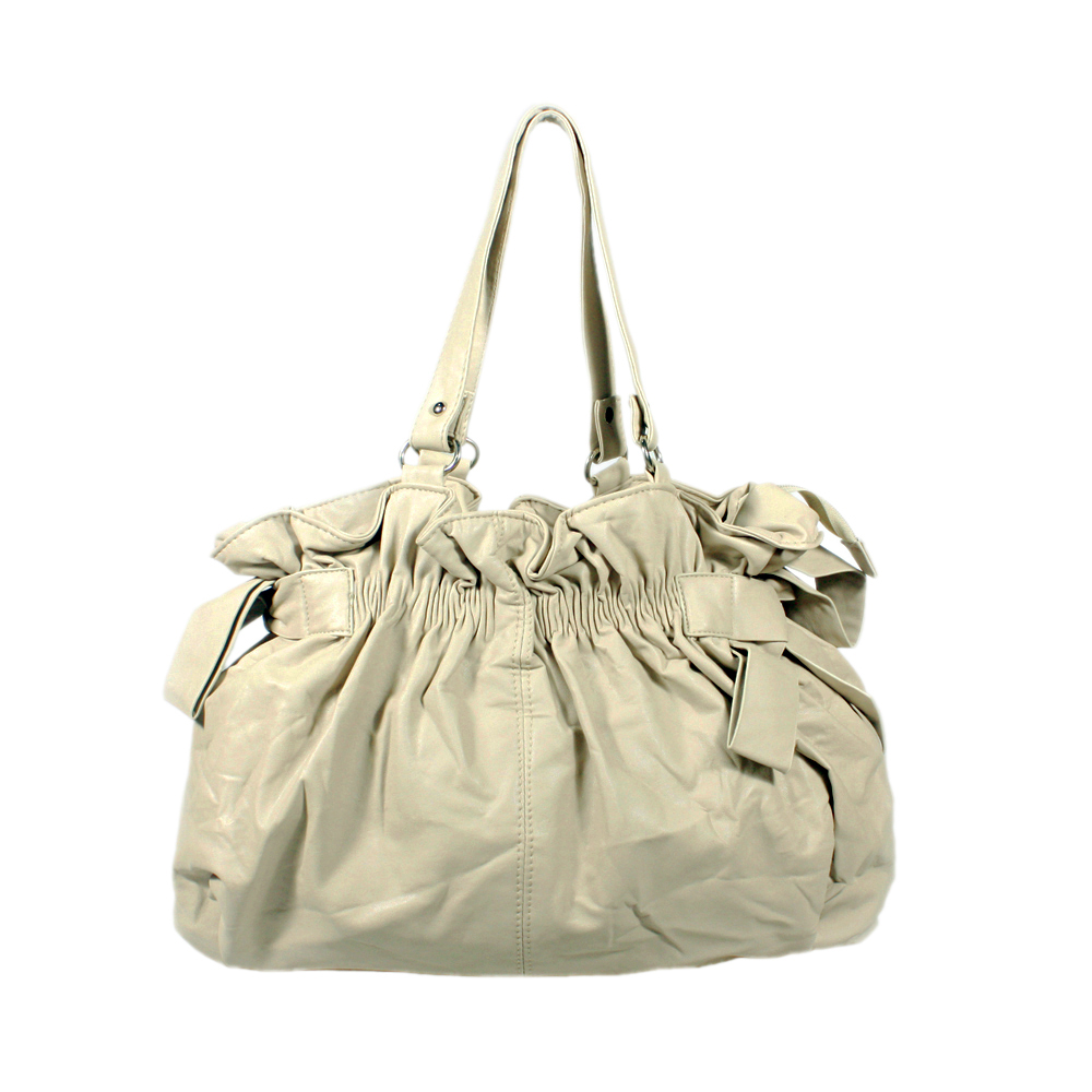 Blancho Bedding Khaki Double Handle Leatherette Satchel Bag Handbag Purse