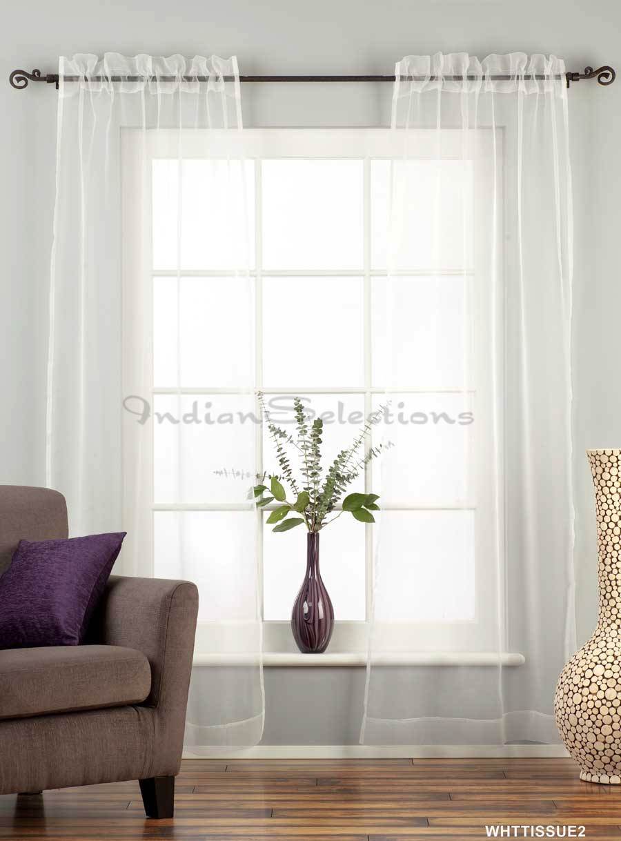 Indian Selections White - Rod Pocket Sheer Tissue Curtain Panel Drape - Piece Indian Selections White - Rod Pocket Sheer Tissue Curtain Panel Drape - Piece
