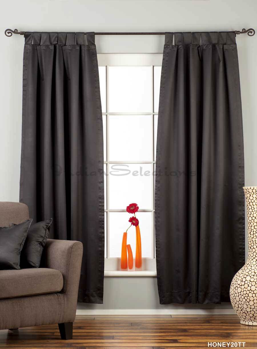 Indian Selections Black Tab Top 90% blackout Curtain / Drape / Panel - Piece Indian Selections Black Tab Top 90% blackout Curtain / Drape / Panel - Piece