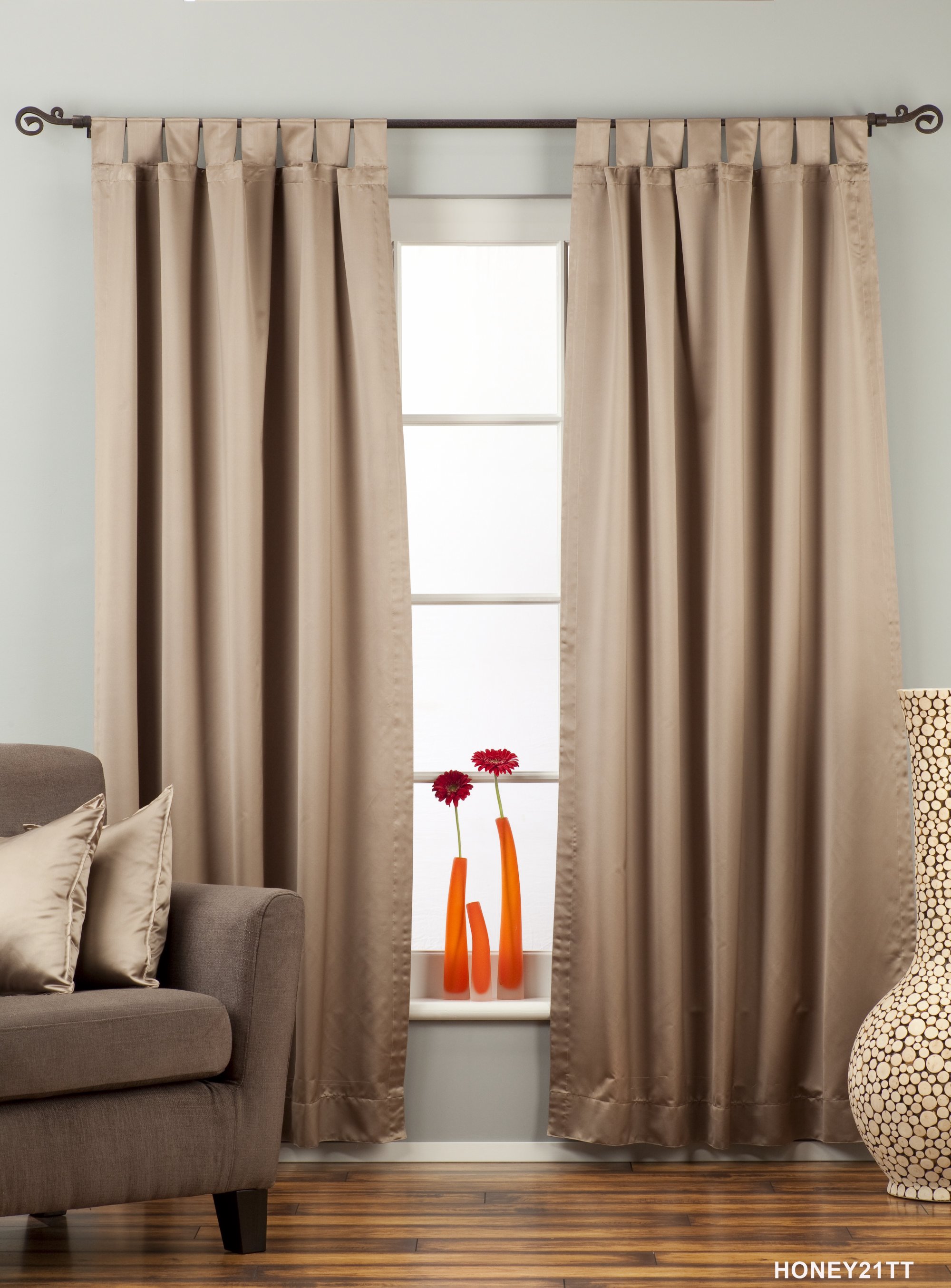 Indian Selections Brownish Gray Tab Top 90% blackout Curtain / Drape / Panel - Piece Indian Selections Brownish Gray Tab Top 90% blackout Curtain / Drape / Panel - Piece