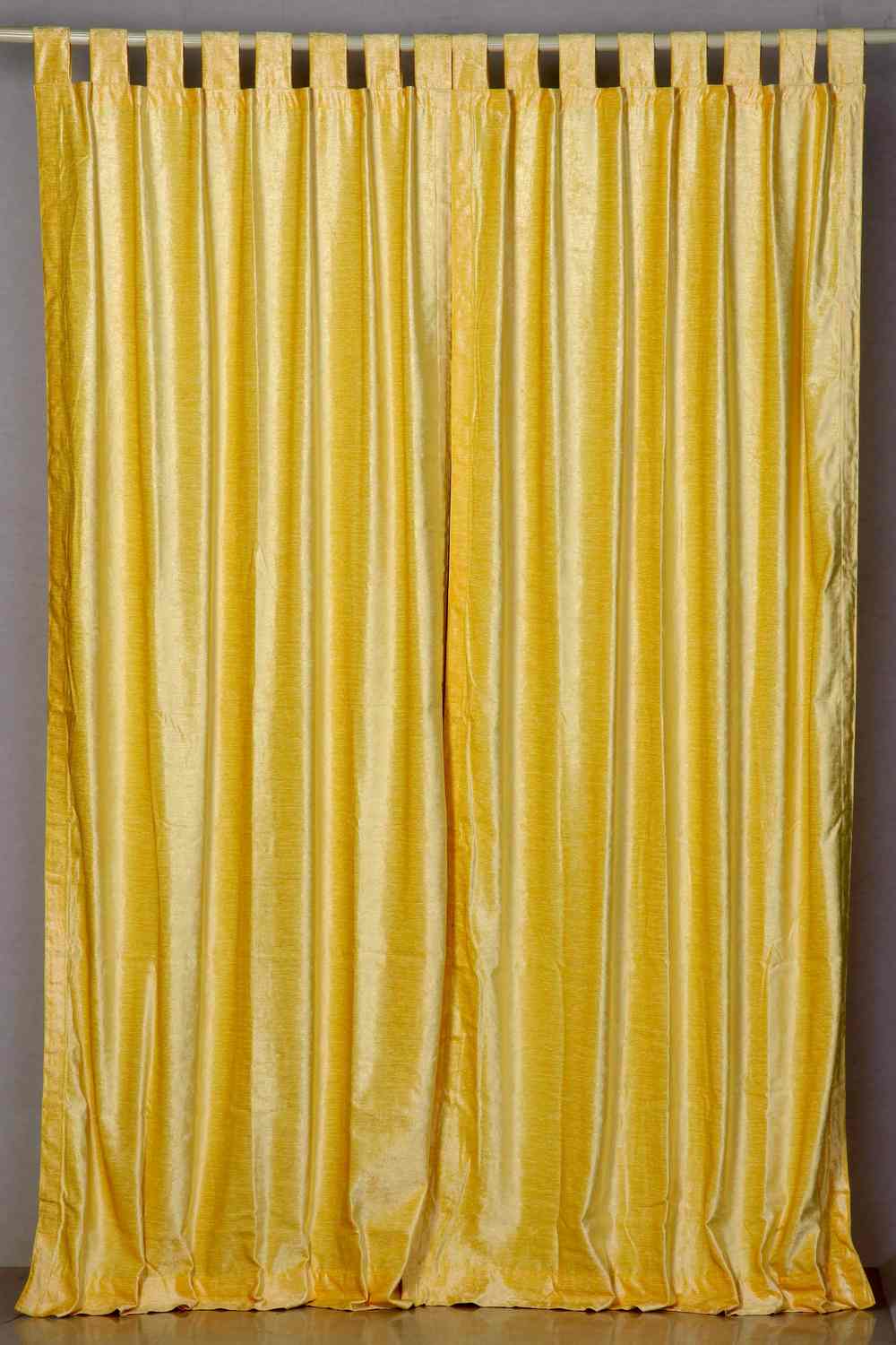 Indian Selections Yellow Tab Top Velvet Curtain / Drape / Panel - Piece Indian Selections Yellow Tab Top Velvet Curtain / Drape / Panel - Piece