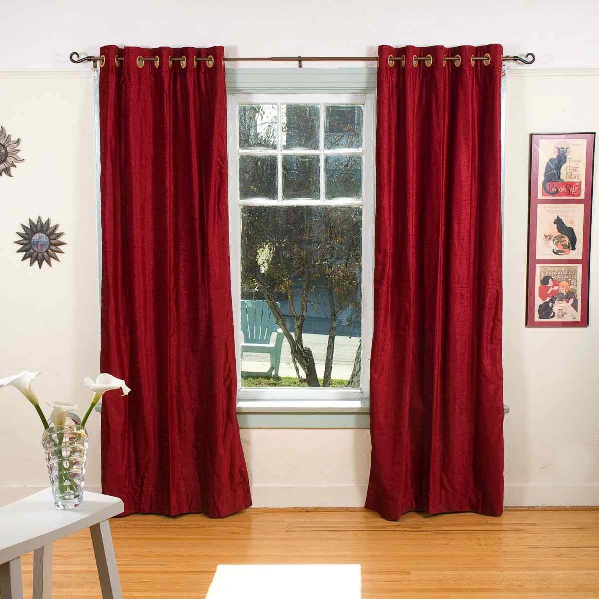 Indian Selections Burgundy Ring / Grommet Top Velvet Curtain / Drape / Panel - Piece Indian Selections Burgundy Ring / Grommet Top Velvet Curtain / Drape / Panel - Piece