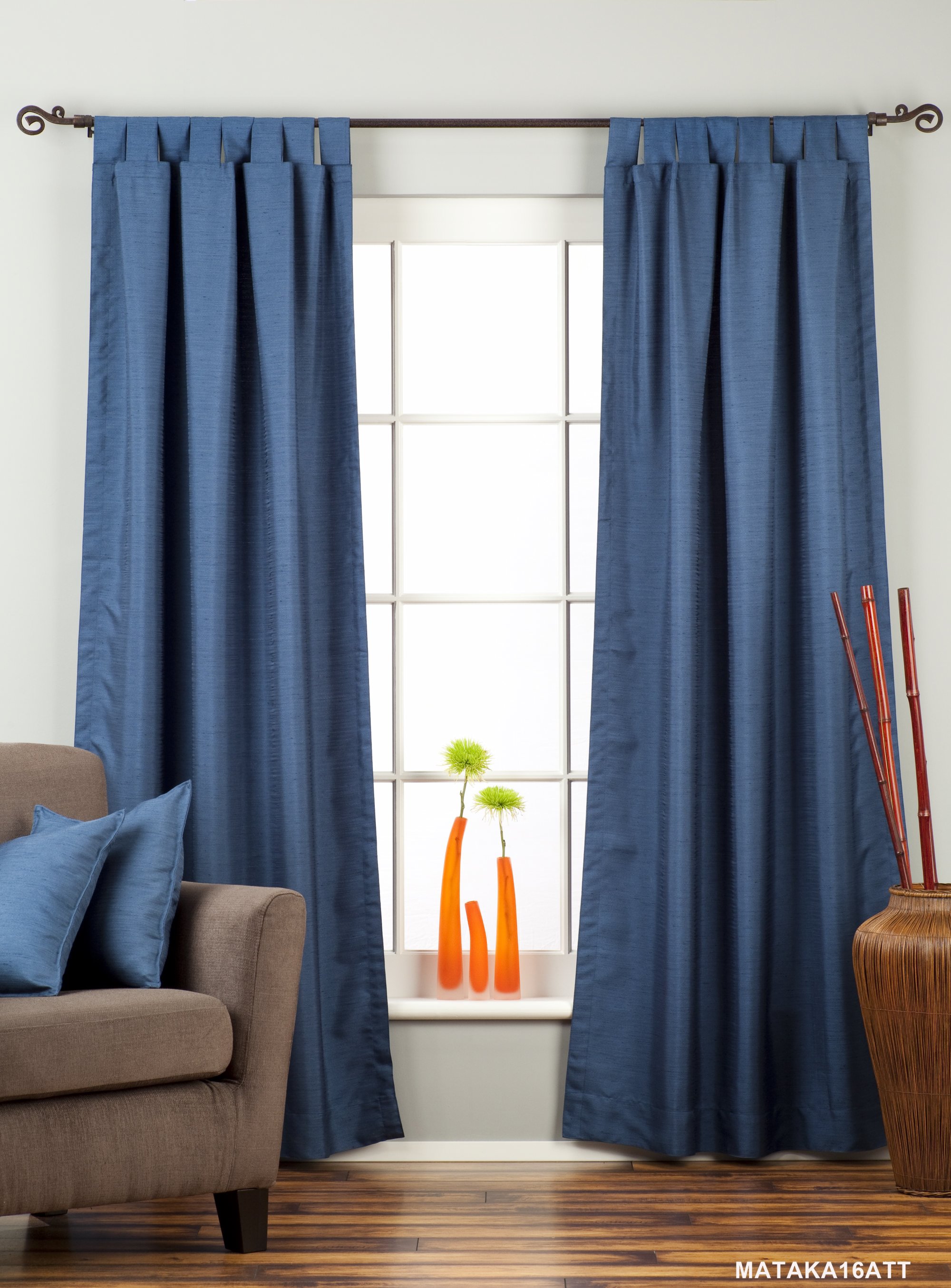 Indian Selections Blue Tab Top Matka Raw Silk Curtain / Drape / Panel - Piece Indian Selections Blue Tab Top Matka Raw Silk Curtain / Drape / Panel - Piece