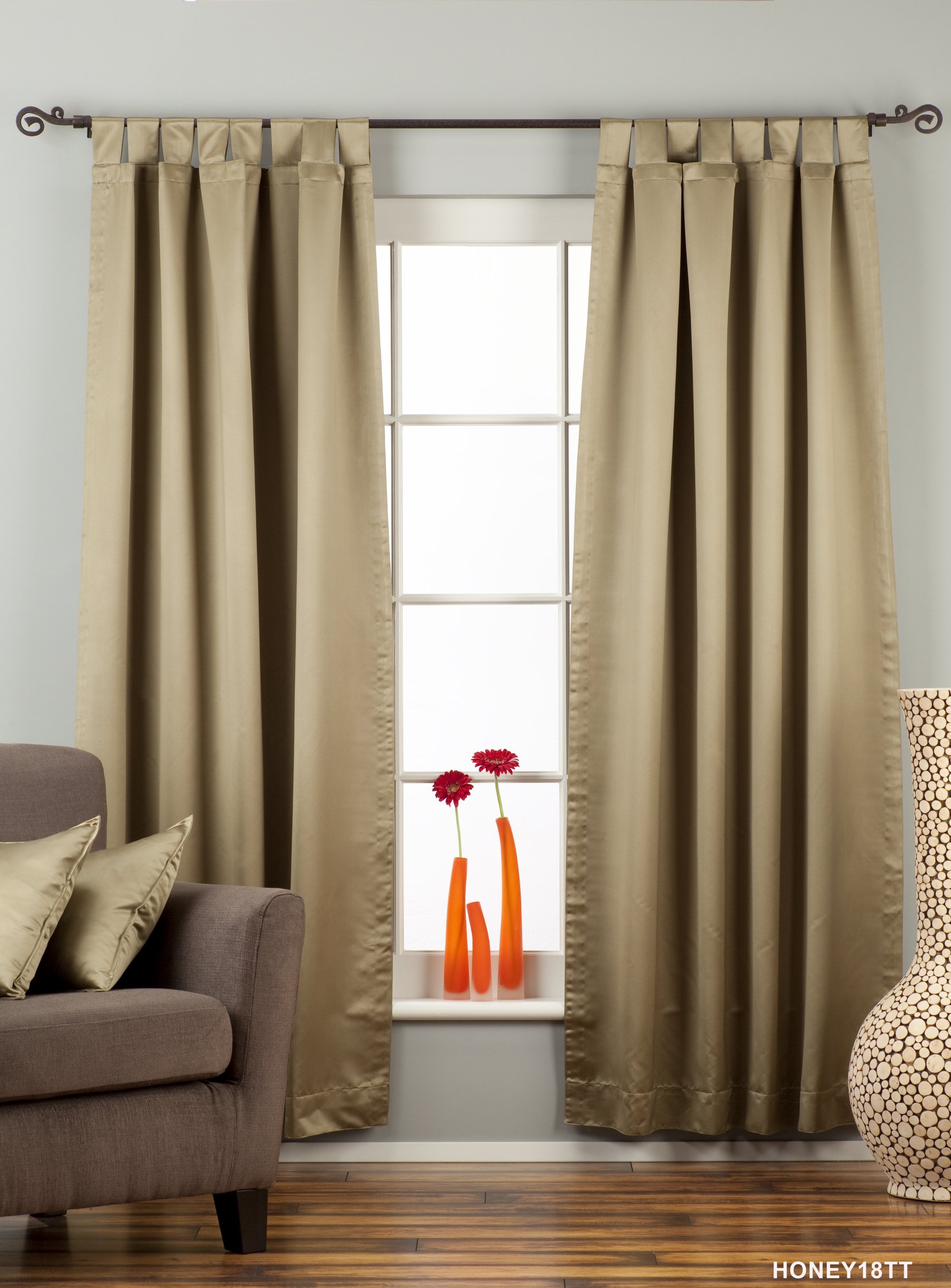 Indian Selections Olive Green Tab Top 90% blackout Curtain / Drape / Panel - Piece Indian Selections Olive Green Tab Top 90% blackout Curtain / Drape / Panel - Piece