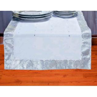Indian Selections White Silver - Hand Crafted Table Runner (India) Indian Selections White Silver - Hand Crafted Table Runner (India)