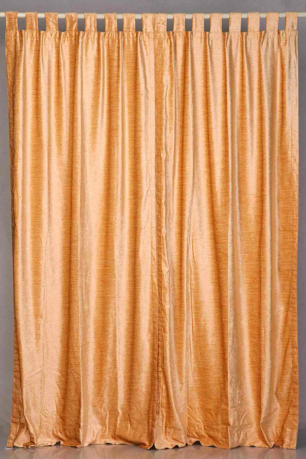 Indian Selections Peach Tab Top Velvet Curtain / Drape / Panel - Piece Indian Selections Peach Tab Top Velvet Curtain / Drape / Panel - Piece