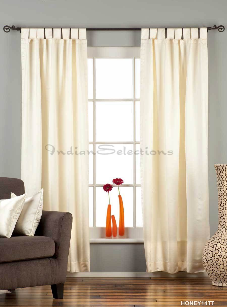 Indian Selections Cream Tab Top 90% blackout Curtain / Drape / Panel - Piece Indian Selections Cream Tab Top 90% blackout Curtain / Drape / Panel - Piece