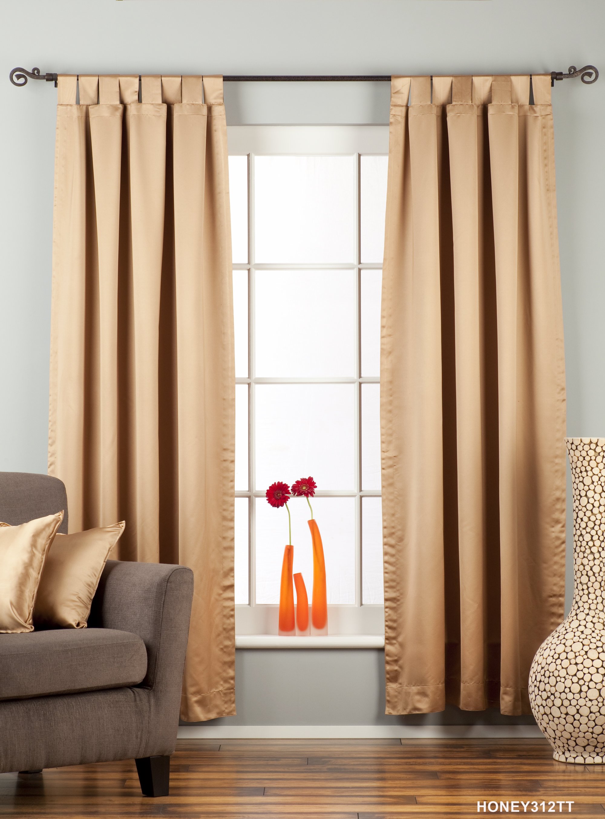 Indian Selections Taupe Tab Top 90% blackout Curtain / Drape / Panel - Piece Indian Selections Taupe Tab Top 90% blackout Curtain / Drape / Panel - Piece