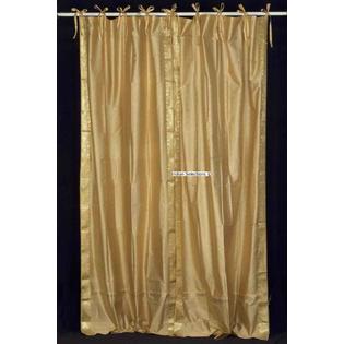 Indian Selections Golden Tie Top Sheer Sari Curtain / Drape / Panel - Piece Indian Selections Golden Tie Top Sheer Sari Curtain / Drape / Panel - Piece