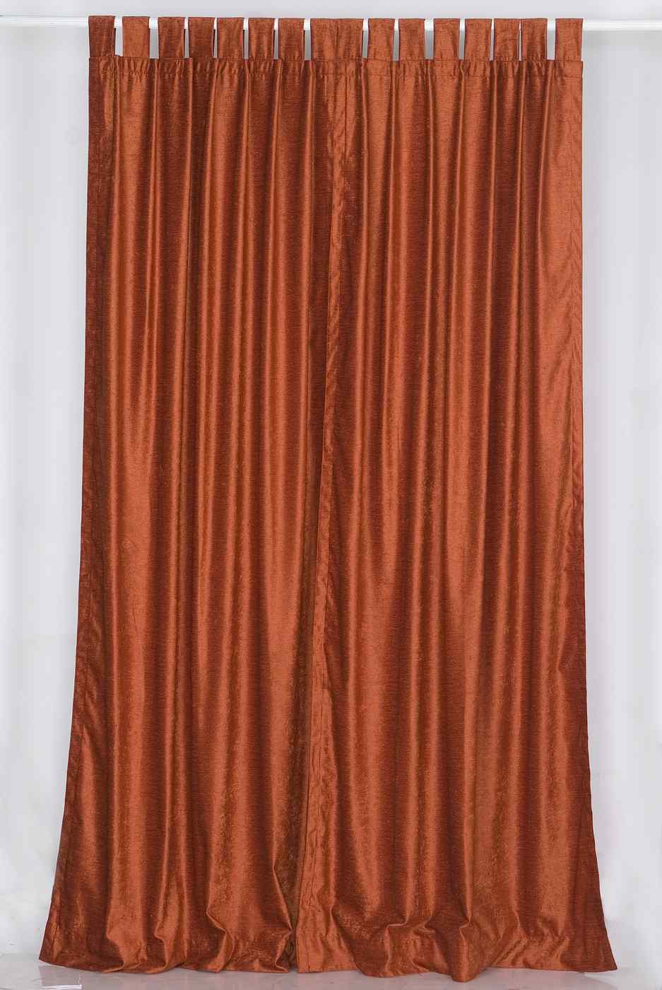 Indian Selections Rust Tab Top Velvet Curtain / Drape / Panel - Piece Indian Selections Rust Tab Top Velvet Curtain / Drape / Panel - Piece