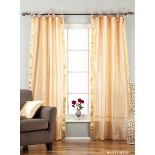 Indian Selections Misty Rose Tie Top Sheer Sari Curtain / Drape / Panel - Pair Indian Selections Misty Rose Tie Top Sheer Sari Curtain / Drape / Panel - Pair